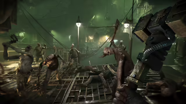 Immagine promozionale dell'aggiornamento Depths of the Damned per Warhammer 40,000: Darktide, con personaggi in combattimento.