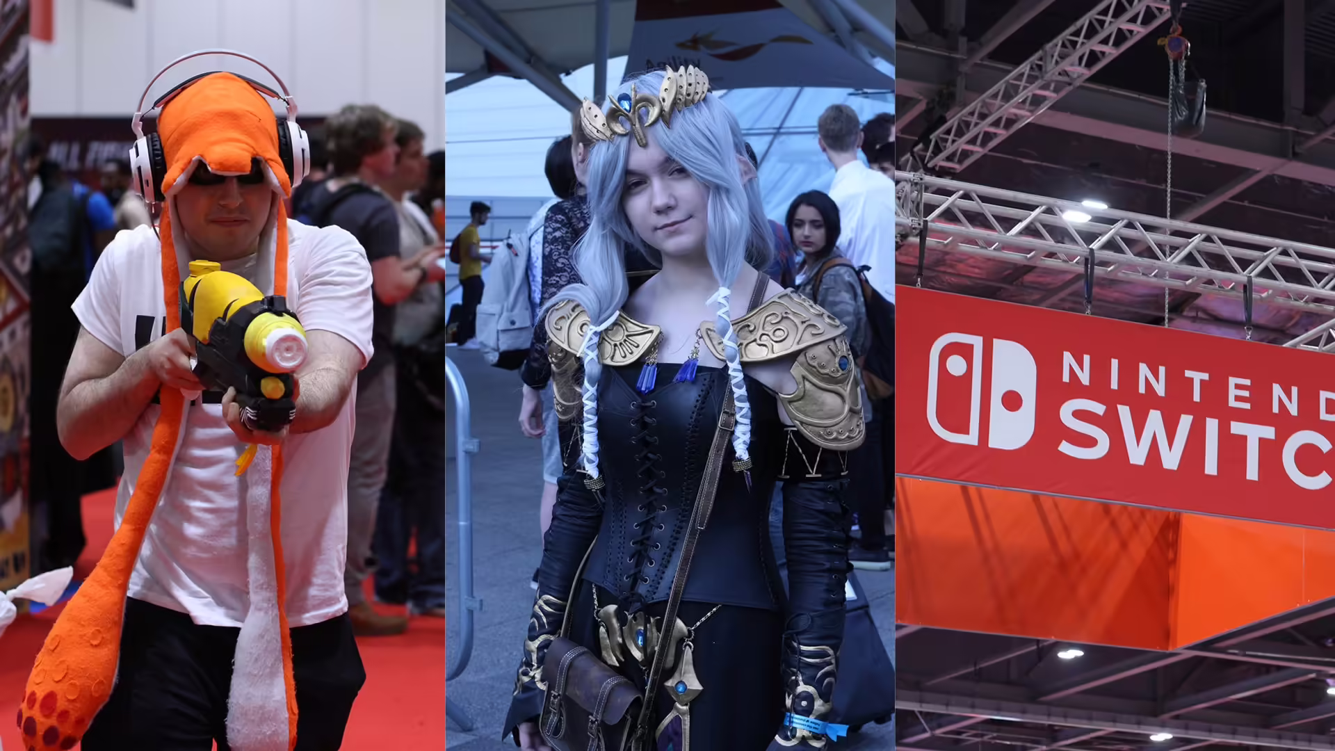 Logo Bandai Namco e MCM Comic Con con immagini di Dragon Ball Xenoverse 3 e Gundam Rogue Orbit