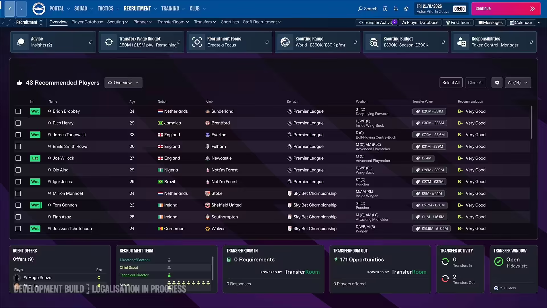 Schermata di gioco di Football Manager 27 che mostra l'interfaccia utente con giocatori e statistiche