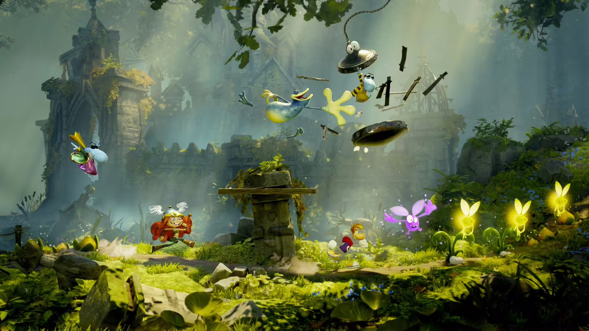 Rayman e Barbara con i nuovi costumi baguette in Rayman Legends Retold