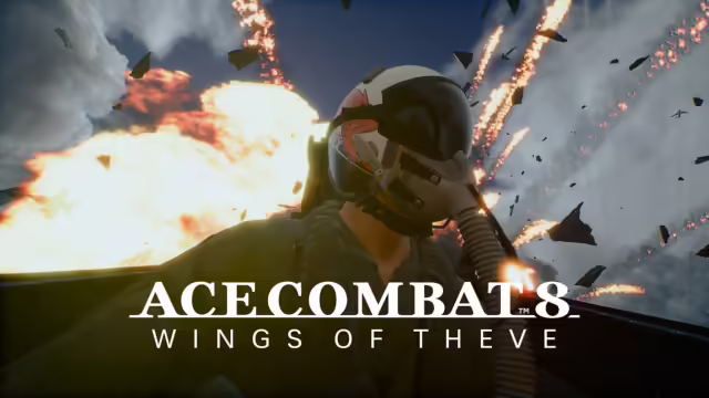 Un caccia F-22 Raptor in volo tra le nuvole in Ace Combat 8: Wings of Theve