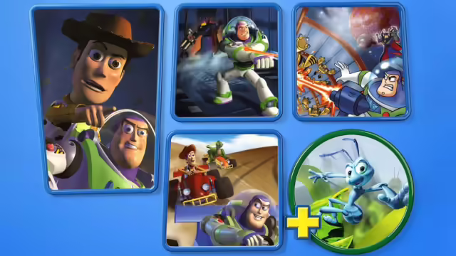 Gameplay di Toy Story: Retro Roundup! che mostra una schermata di gioco classico